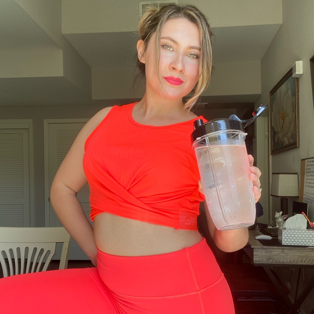 Fabletics Hot Orange Pia Pwrtouch Light Twist Tank